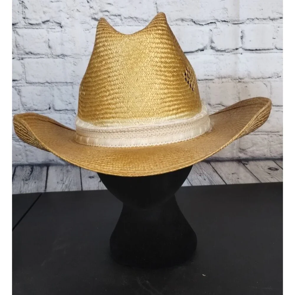 Vintage Eddy Bros Ranchman Straw Cowboy Hat Western Hat Made in USA Size 7 1/8